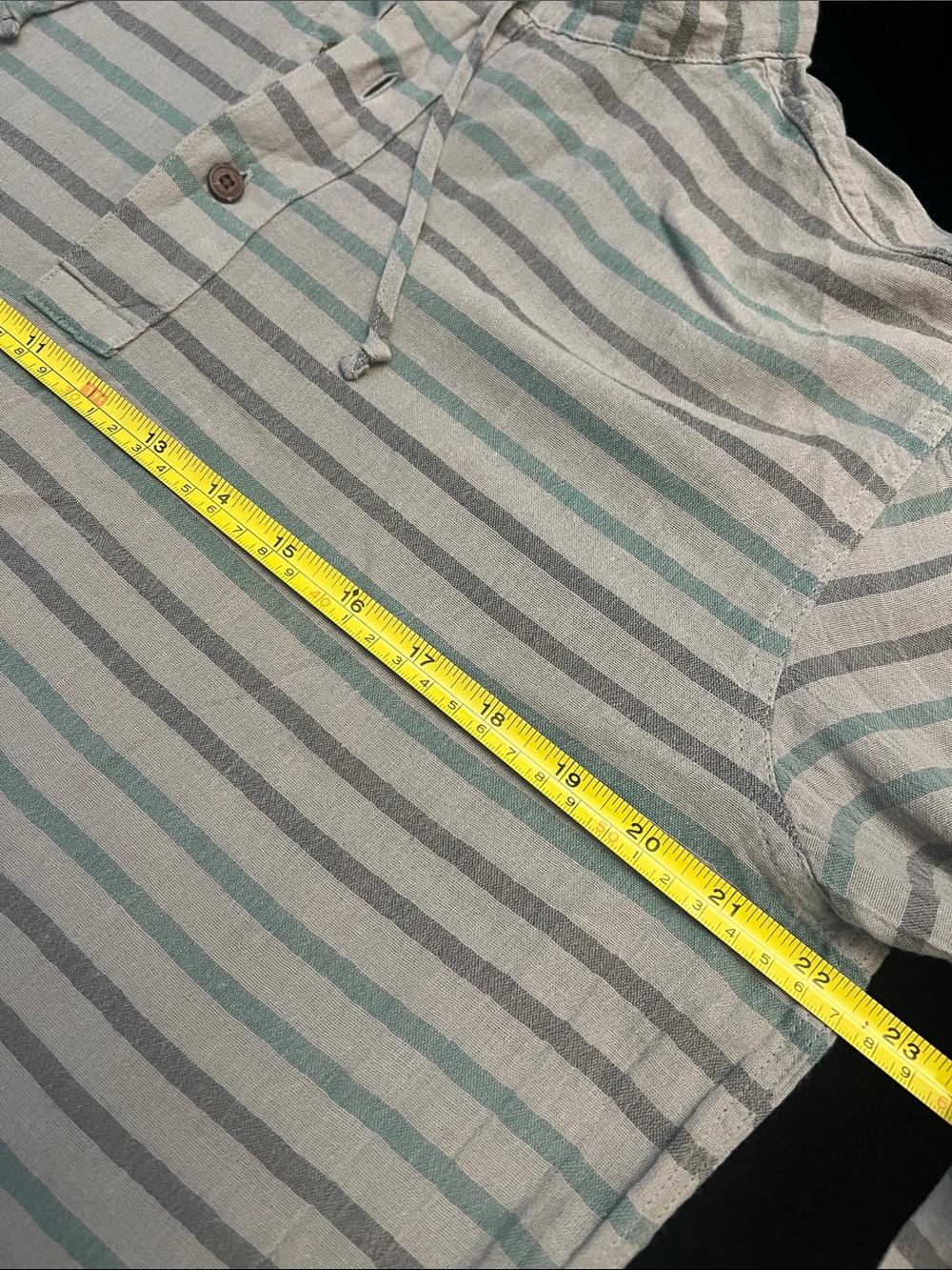 Patagonia organic cotton long sleeve Striped Hooded Pullover - Gray & Mint - Picture 11 of 12
